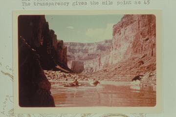 Down from Mile 44 1/2. Les Jones in his aluminum boat. The transparency gives the mile point as 45