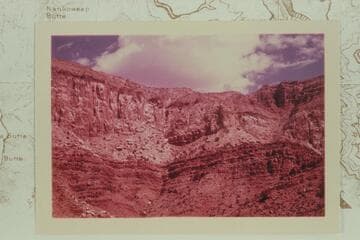 Deer Trail in ravine left of center. Nankoweap Mesa