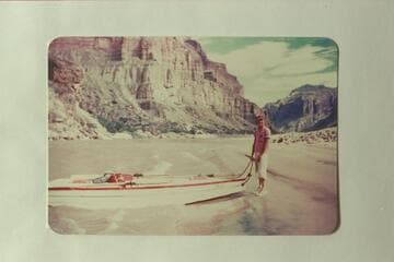"AK" Reynolds below Kwagunt Rapid. Reynolds traversed the Grand Canyon in 1953, July
