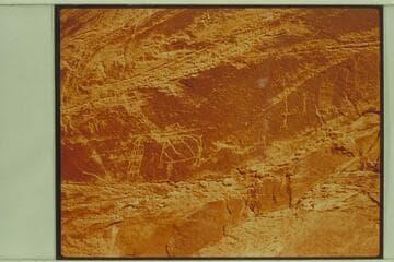 Petroglyphs on right bank near the name of Faatz; Mile 10.4 right bank