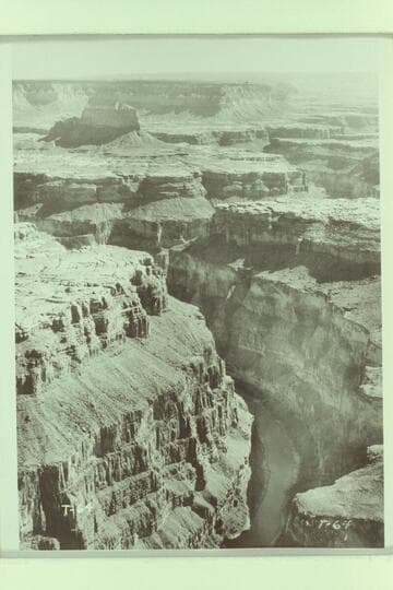 Up Grand Canyon from point over Mile 170.  The Dome appears upper left.Side canyon beyond the Dome is Tuckup or 164 Mile Canyon.Side canyon this side of The Dome is Fern Glen Canyon.Point above Dome and to right of center is SB Point