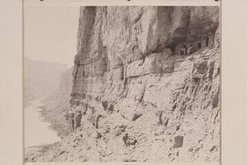 The granaries at Nancoweap Creek--Marble Canyon. Ros Johnson and Pauline Saylor sit on the ledge