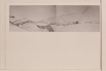 Looking up the Grand Canon from Unkar Valley. The sketch is by B. L. Young