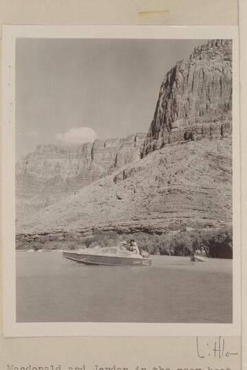 Outboards in Lagoon. Macdonald and Jordan in the near boat, the "June Bug." Daniels and Sanderson in the "Twin." Little Colorado, Mile 61 1/2