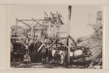 Stamp Mill and Construction on the Colorado River. Drennans