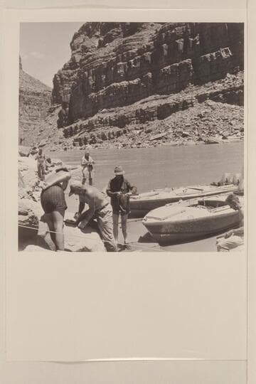 Replacing shields on the "Bootoo" and the "Cactus." Left to right in foreground: Belknap, Sanderson, Taylor. In background: Eisaman and Masland. Cutler at right foreground