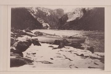 Boats below Hermit Falls Rapid; Pathe-Bray party