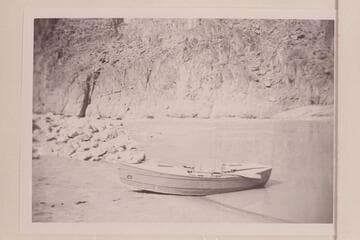 Buzz Holmstrom's boat above Monument Creek Rapid. Buzz ate lunch at the foot of this rapid