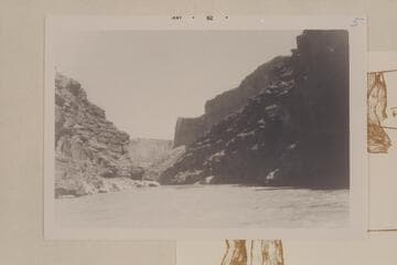 Upstream view of Sheerwall Rapid covered at the approximate 60-65,000 cfs. when this 35mm was made