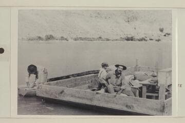 Arthur C. Waller is at right in the scow.  Lees Ferry during the Spencer activity