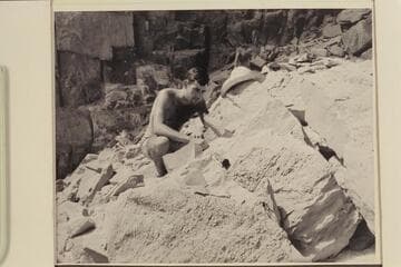 Garth Marston finds his flashlight at the mouth of Stanton Cave in Marble Canyon.  He had left it there in 1942, July