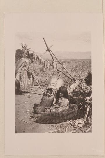 A domestic camp scene. Babe in the Cradle