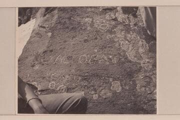 Dubendorff and Galloway's name chipped in rock at Ashley Falls. The work was done by Sharp in 1909