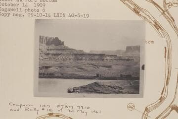 Up Labyrinth Canyon from Mile 40 1/2 at the saddle back of the watch tower at Fort Bottom
