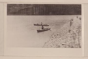 Start of San Juan Boat trip, 6 miles west of Bluff. The boatman in the distant boat appears to be Bert Loper