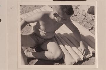 Buzzy Belknap tests the sleeping equipment at Lees Ferry