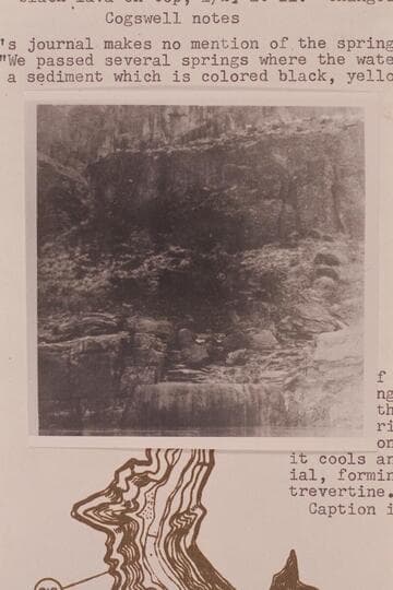 Wall at Mile 212.8 left bank showing the travertine spring at bottom