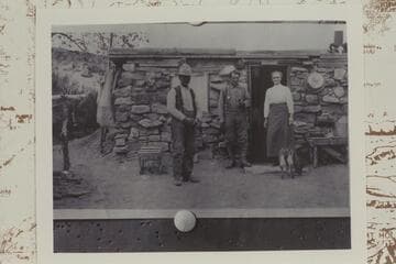 Edwin T. Wolverton (center), his wife, Wilmont, and a miner at a cabin in North Wash