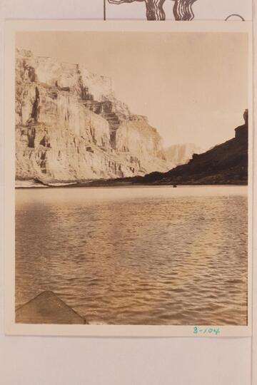Down Marble Canyon from Mile 60.4 with Cape Solitude in distance.  Eddy's caption is "Cape above Kwagunt Cape Solitude in the distance Kwagunt Rapids about 5 PM" showing that he was confused in location