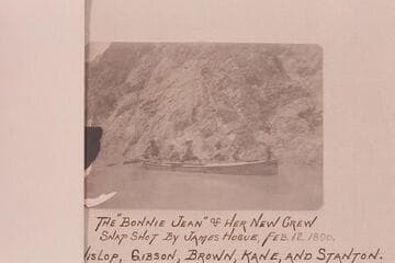 The "Bonnie Jean" and her new crew. Hislop; Gibson; Brown; Kane; and Stanton