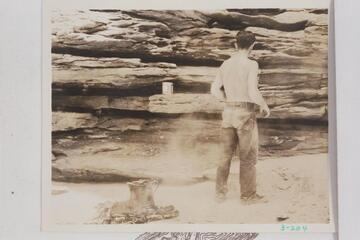 Alton Hatch at noon camp below Fossil Canyon