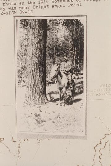 J. Cecil Alter near Camp Woolley on the Kaibab.  In the 1914 notebook of George C. Fraser.  Camp Woolley was near Bright Angel Point