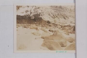 Cliff where Eddy cached oar and gear after losing the "Powell" when lining at Dubendorff Rapid in 1927.  Salvage efforts were abandoned July 31