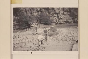 Camp at Mile 186.3-186.5 left bank in Cataract Canyon. Showing the gooey mess left by the receding Lake Powell. During cruise of 1966, Sep., from Potash to the foot of Narrow Canyon