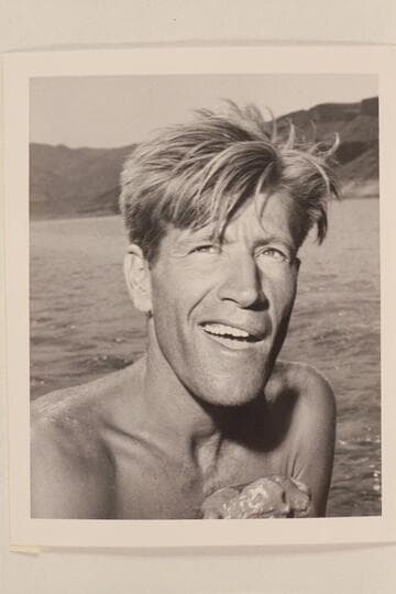 Lee Cramer, Glendale, California. At end of traverse of Grand Canyon with Georgie White. Temple Bar, Lake Mead