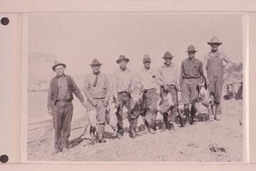 The K. W. Trimble party at Sage Creek.  Sage Creek is below Jones Hole in Whirlpool Canyon