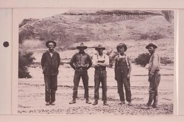The San Juan Group the morning we started for Lees Ferry. USGS survey of the San Juan River. Christensen; Hyde; Blake; Loper; Trimble