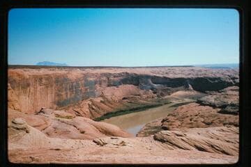 Up Glen Canyon from rim;Irontop Mesa; Mile 109.5
