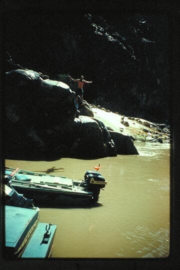 Larry jumps; Travertine Falls