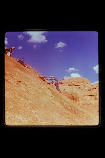 Lowering packs; trail into Anasazi Canyon
