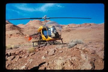 Helicopter waiting for us near fault