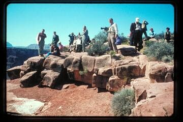Martin Litten talking to newsmen at Toroweap Overlook