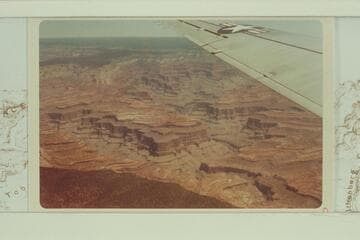 Powell Plateau at lower left center with Explorers Monument nearer the camera.  The mouth of Royal Arch Creek is lower center and right