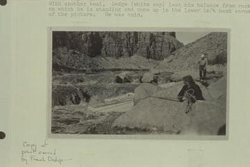 Lining Badger Creek Rapid on the left bank; Pathe Bray