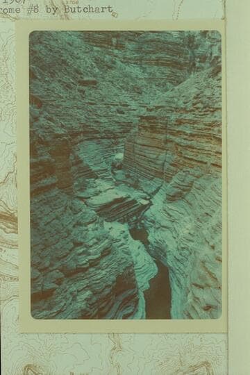 Our route along left bench.  Near mouth of National Canyon