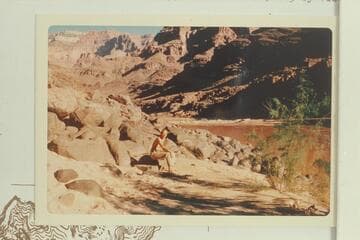 Downriver from the beach above Bass Rapid. Stantons Switch Yard is on the right bank. Visbak sits in foreground