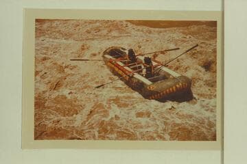 Pontoon No. 1 in Vulcan Rapid. Bruce and Clarke Lium at the oars