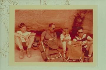 Rest stop near upper end of Tuckup Canyon. Howard Booth; Homer; Annie Herrington; John Herrington