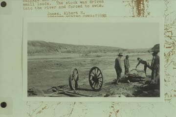 The dismantled wagons at the ford of the San Juan River at Butler Wash