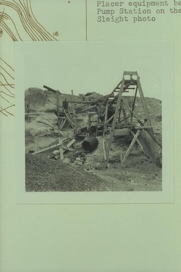 Placer equipment below Little Valley.  Pump station on the left bank