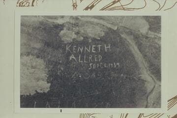 Inscription in cave in White Rim Formation at lower end of Beaver Bottom