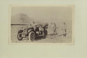 "Our first view of the San Juan River." The Zahn party en route from Kayenta to the Zahn Mine on the San Juan River