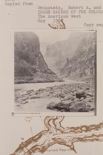 Downriver from beach below mouth of Kanab Creek.  Wheeler Expedition