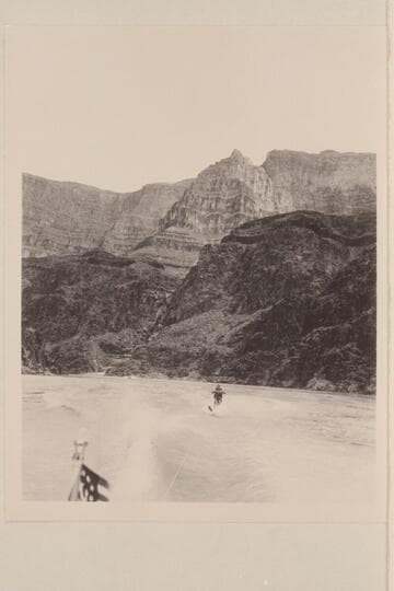 Cooper skiing behind the "Step In Again."  Upper Lake Mead in the Grand Canyon