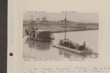 Gasoline-propelled "Zarissa" with stern wheel at Needles.  The smelter is upper right center