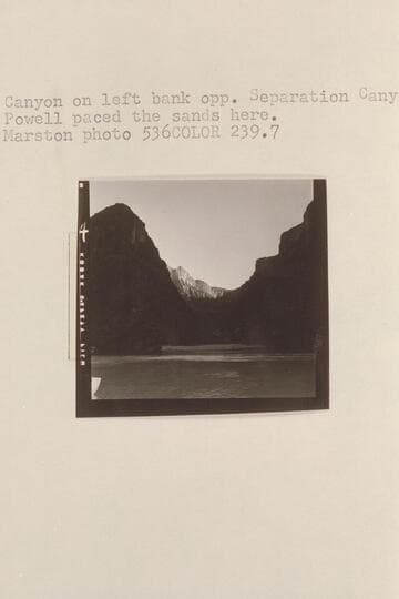 Canyon on left bank opposite Separation Canyon. Powell paced the sands here